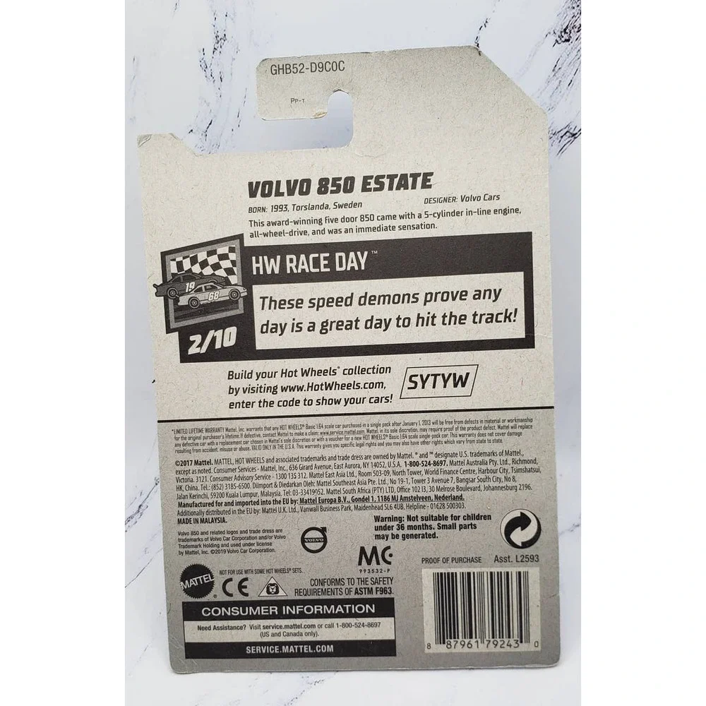 Hot Wheels 2020 HW Race Day 2/10 White Volvo 850 Estate With Black 10sp Wheels